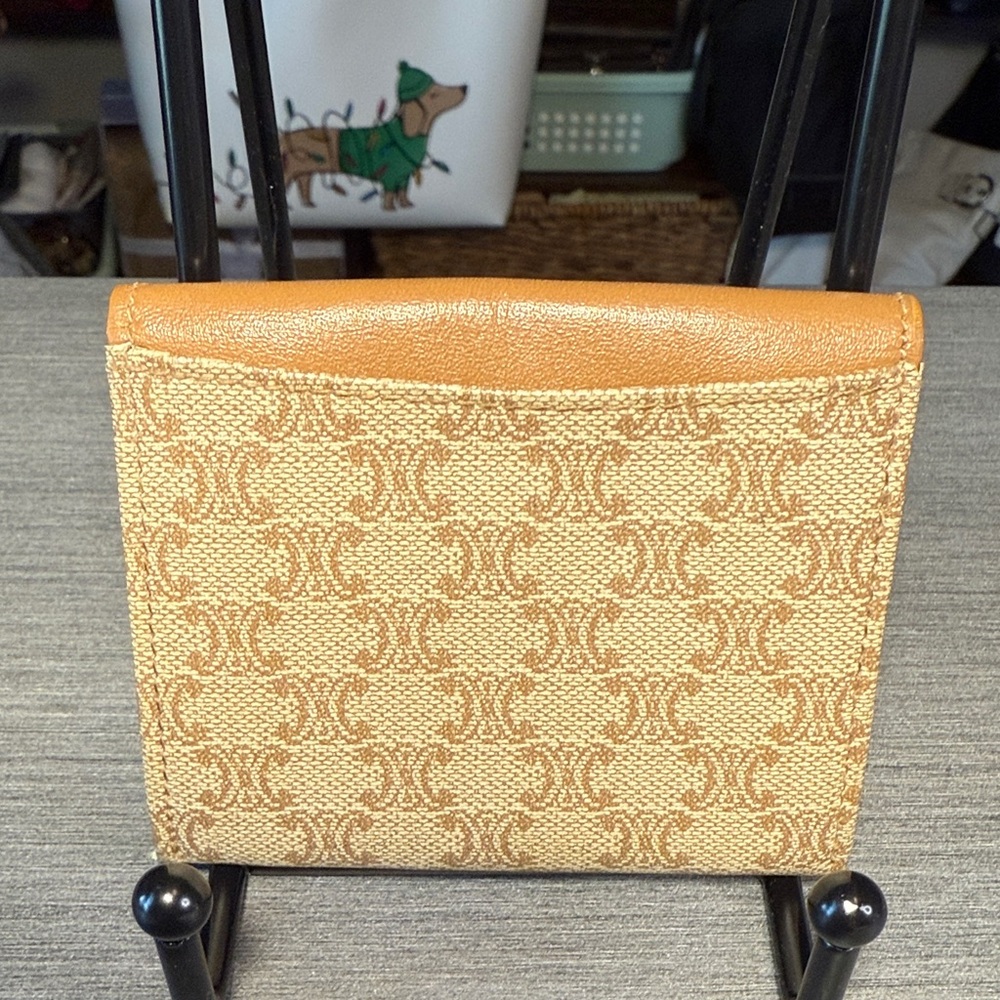 Celine Camel and Beige Logo Coin Pouch - Picture 2 of 8